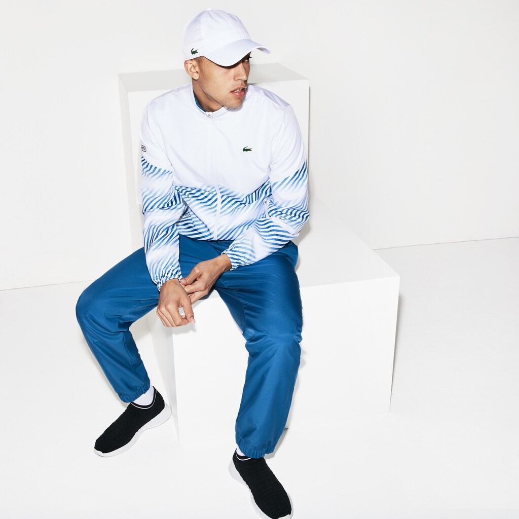 Mens   SPORT Tennis Tracksuit | Lacoste White / White / Blue / Black • 9Wr