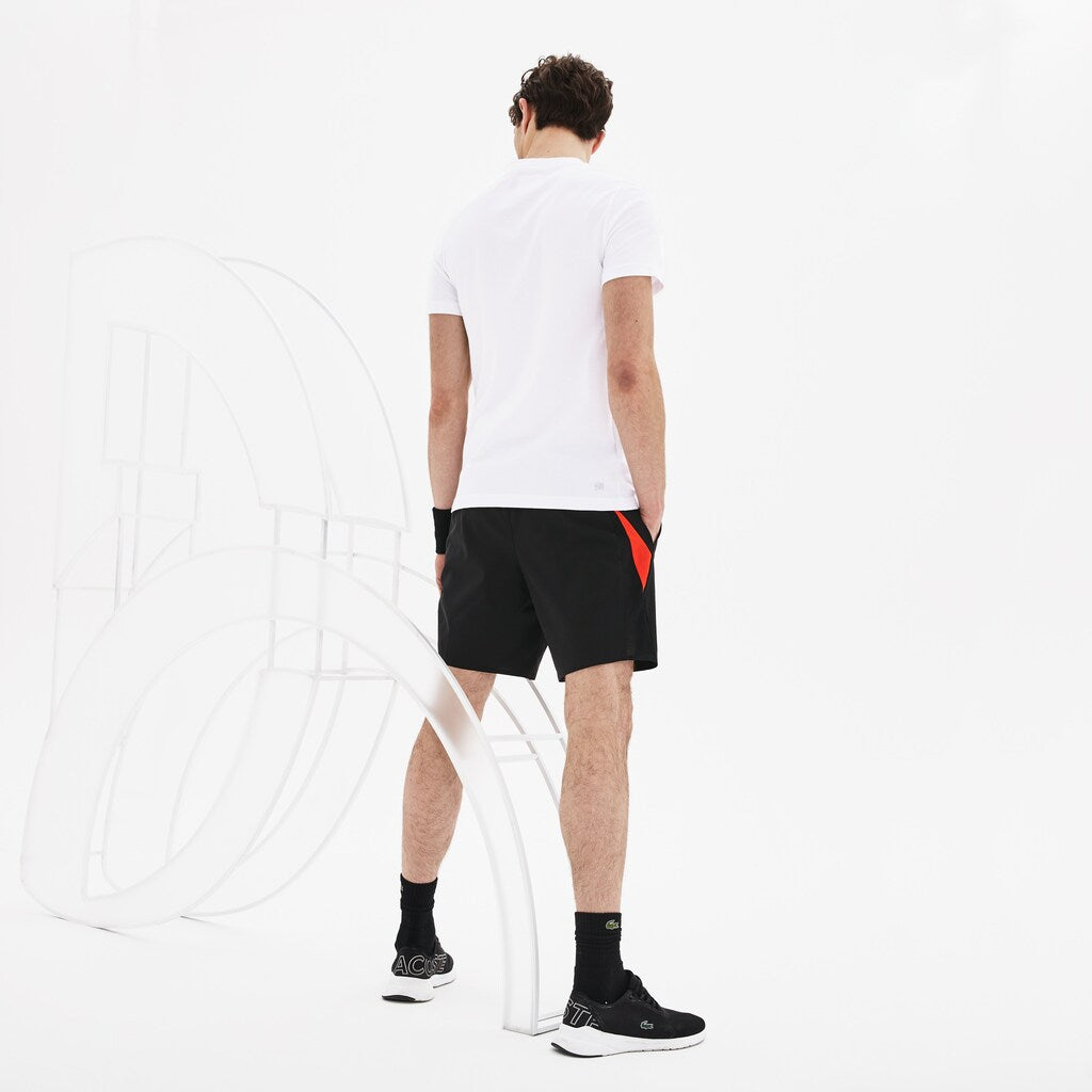Mens   SPORT Novak Djokovic Crew Neck Print Tech Jersey T-shirt | Lacoste White / Navy Blue • 522