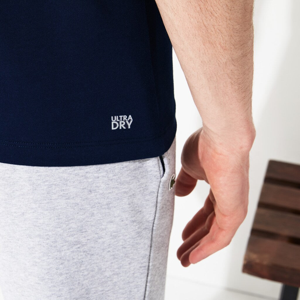 Mens   SPORT Crew Neck Tech Jersey T-shirt | Lacoste Navy Blue / White / Blue • 6Vh