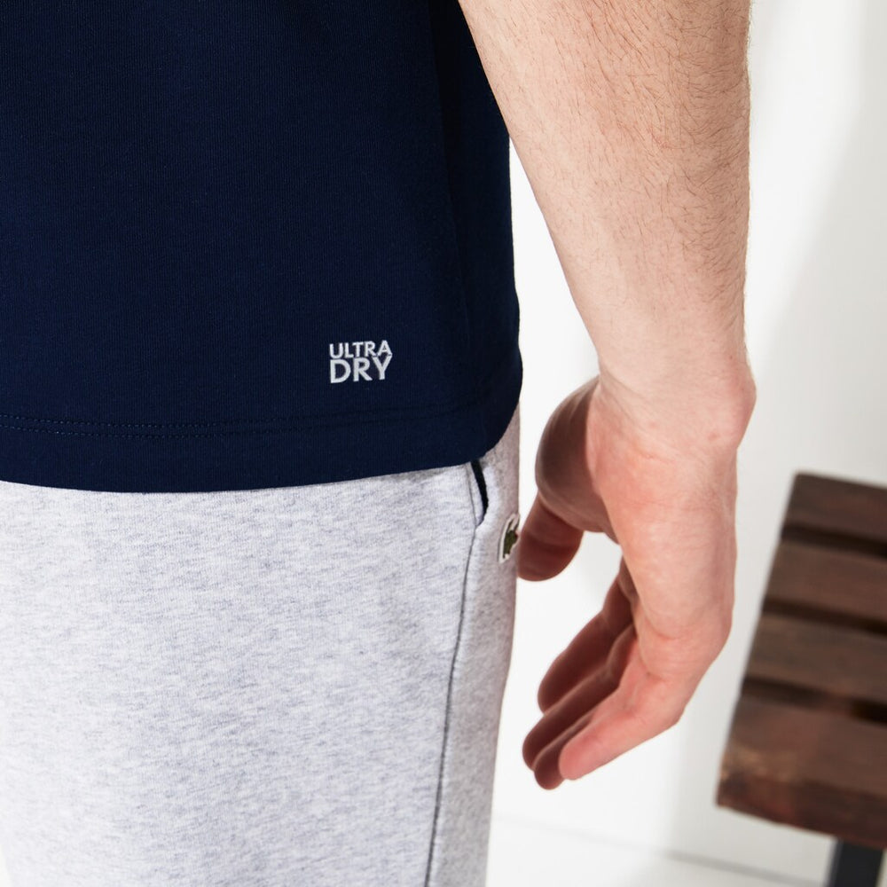 Mens   SPORT Crew Neck Tech Jersey T-shirt | Lacoste Navy Blue / White / Blue • 6Vh