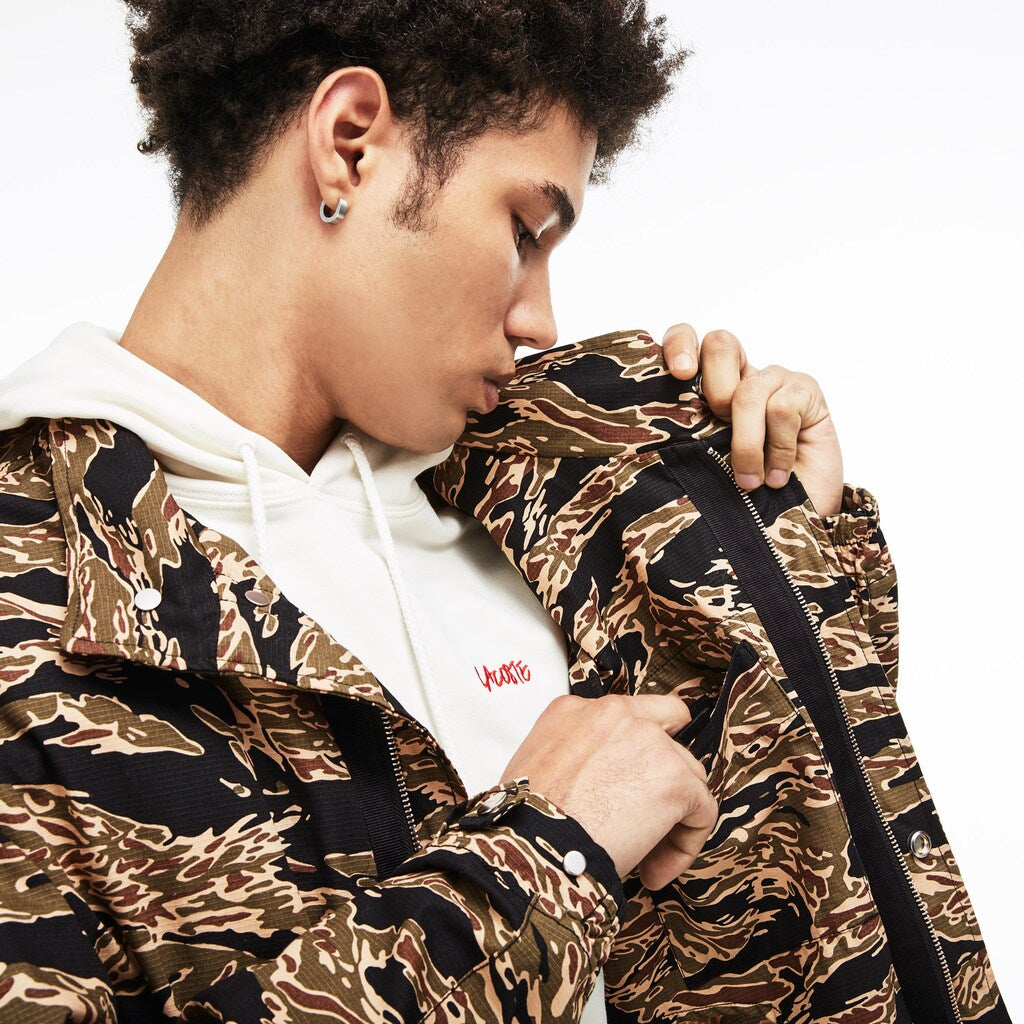 Mens Unisex LIVE Camouflage Parka | Lacoste Black / White • Kbr