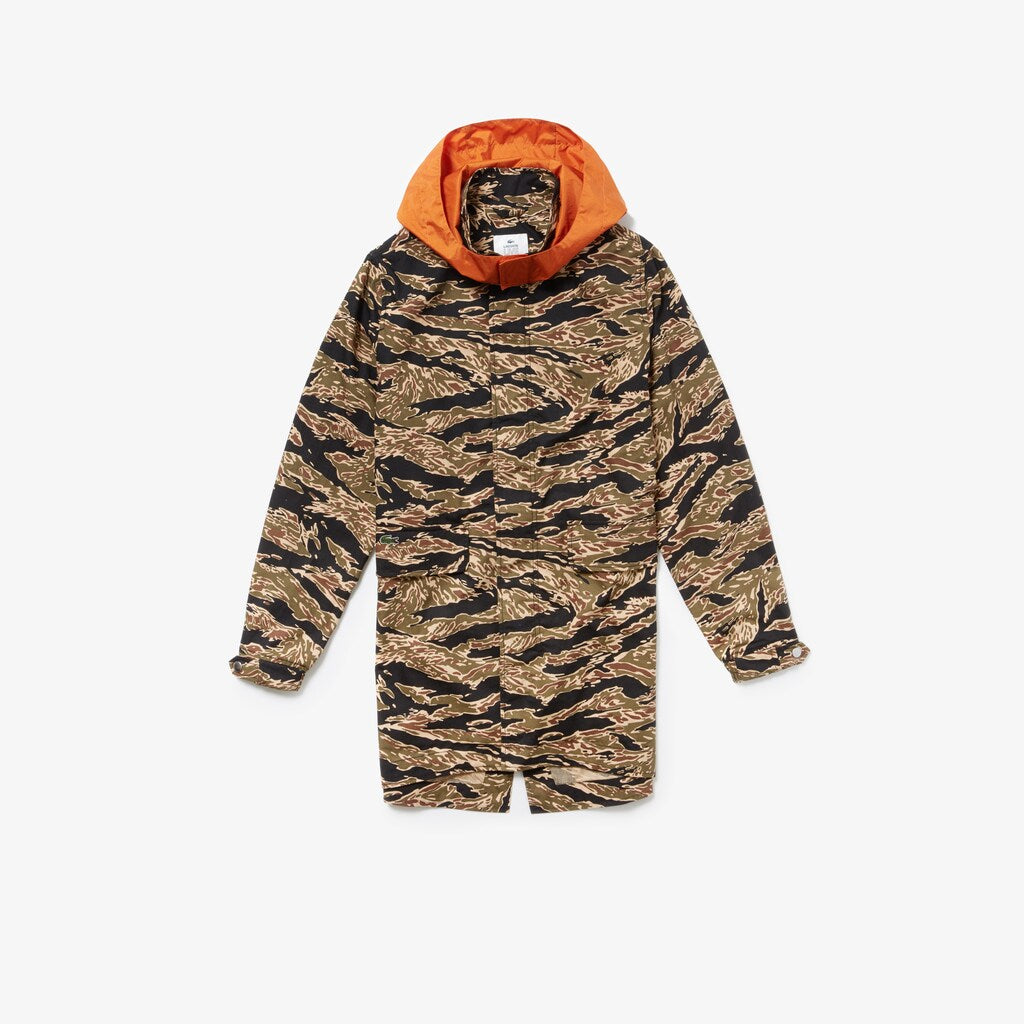 Mens Unisex LIVE Camouflage Parka | Lacoste Black / White • Kbr