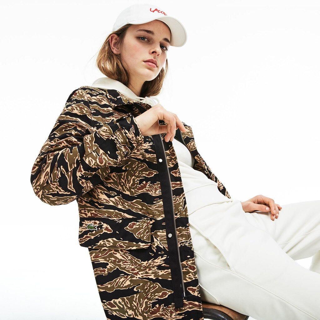 Mens Unisex LIVE Camouflage Parka | Lacoste Black / White • Kbr