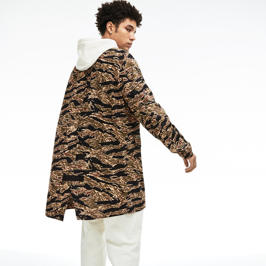 Mens Unisex LIVE Camouflage Parka | Lacoste Black / White • Kbr
