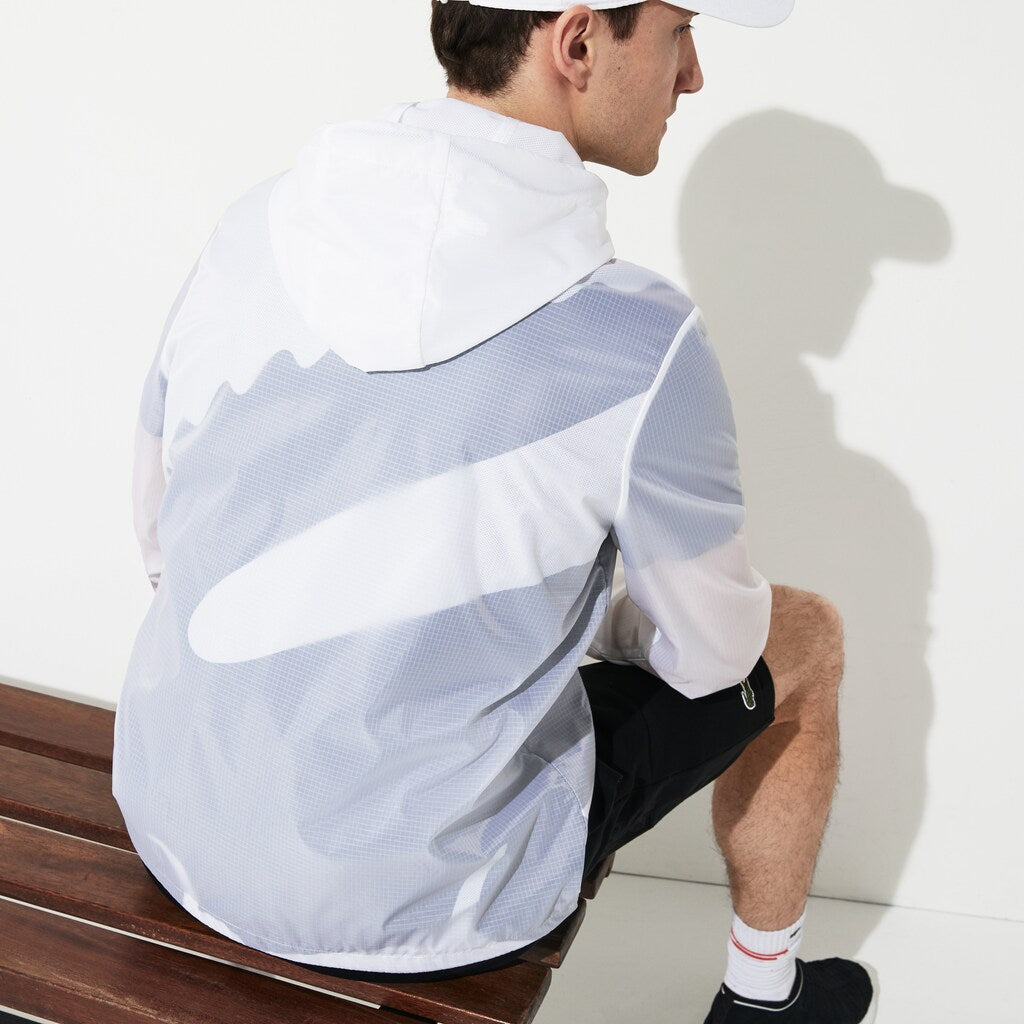 Mens   SPORT Water-Resistant Windbreaker | Lacoste White / Black • Au8