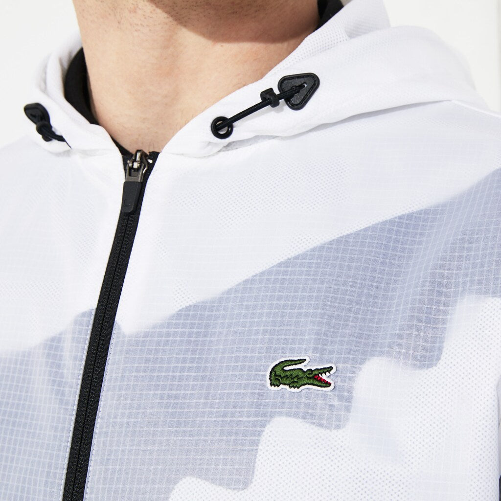 Mens   SPORT Water-Resistant Windbreaker | Lacoste White / Black • Au8