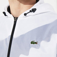 Mens   SPORT Water-Resistant Windbreaker | Lacoste White / Black • Au8