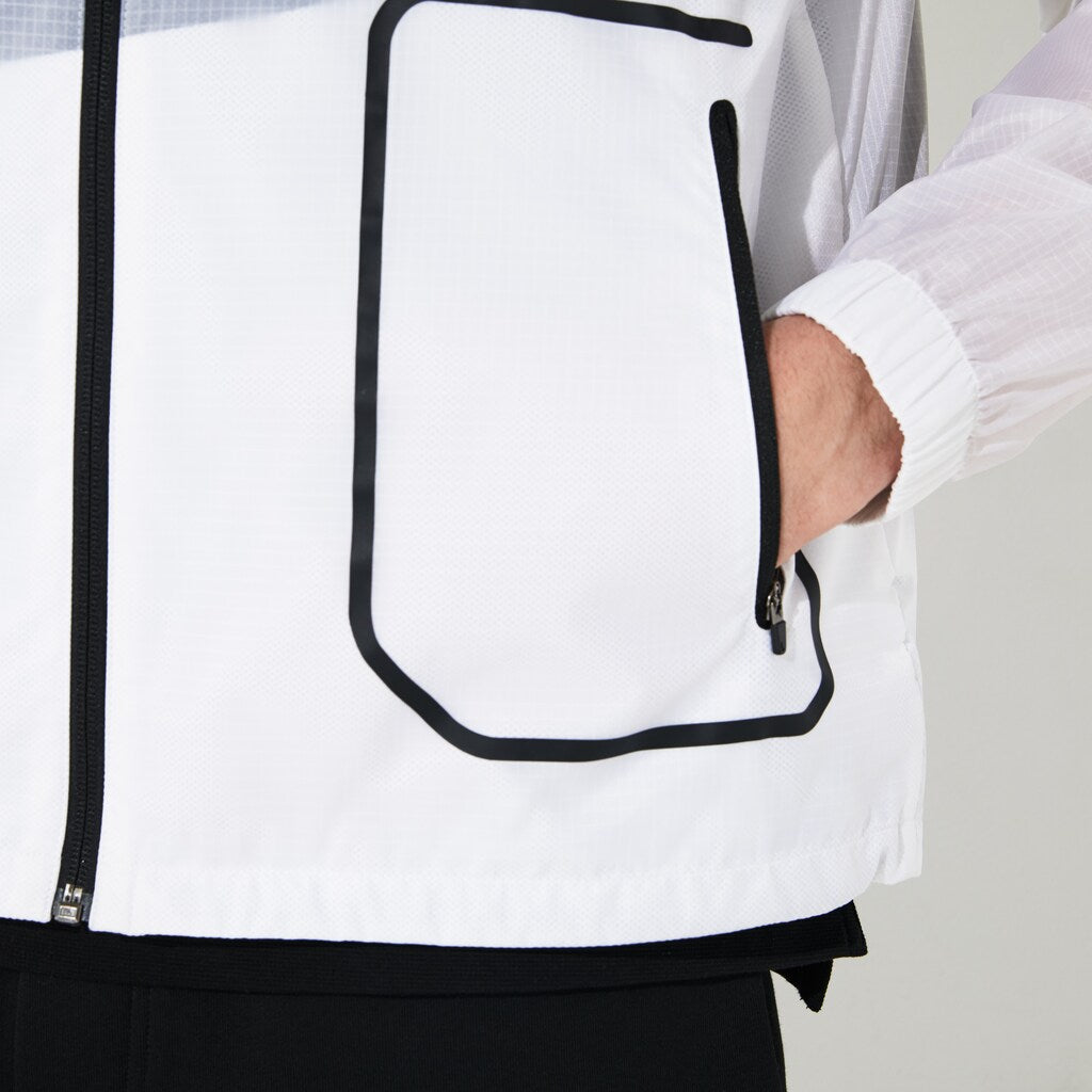 Mens   SPORT Water-Resistant Windbreaker | Lacoste White / Black • Au8