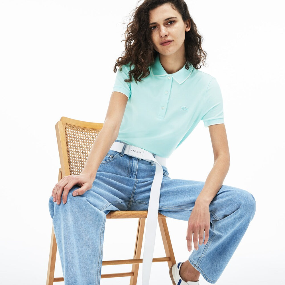 Womens Wo  Slim Fit Stretch Polo Shirt | Lacoste Light Blue / White • 7Mf