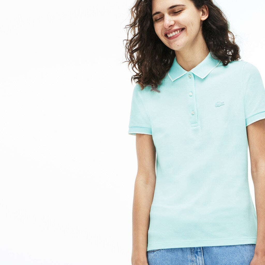 Womens Wo  Slim Fit Stretch Polo Shirt | Lacoste Light Blue / White • 7Mf