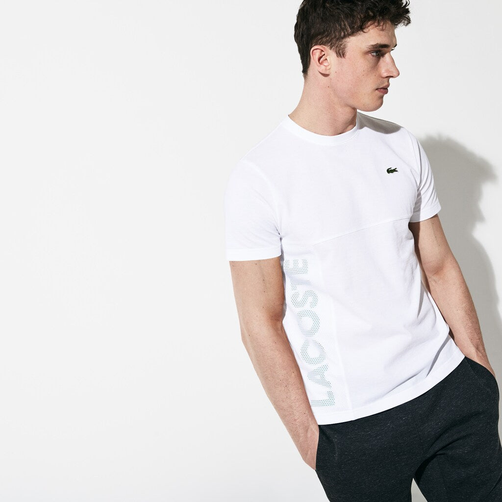 Mens   SPORT Crew Neck Ultra Light T-shirt | Lacoste White / Green • A20