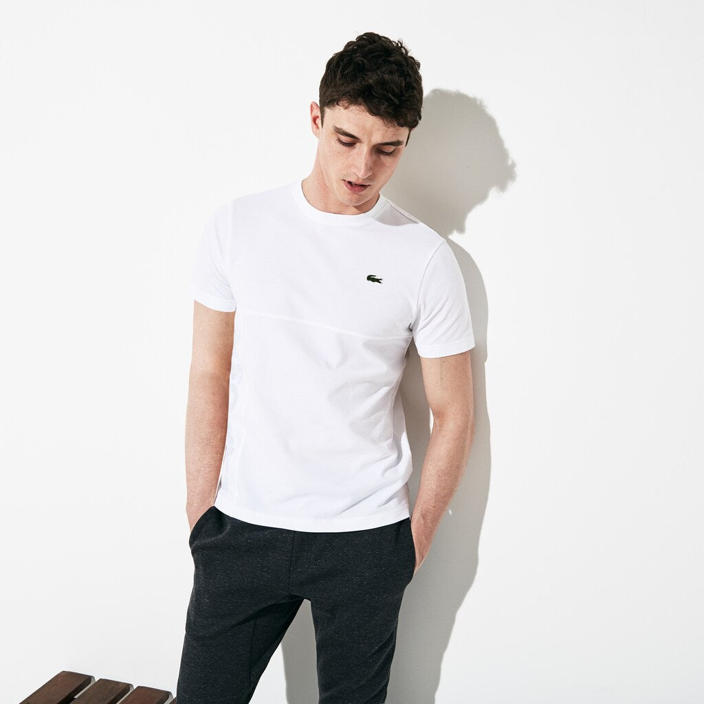 Mens   SPORT Crew Neck Ultra Light T-shirt | Lacoste White / Green • A20