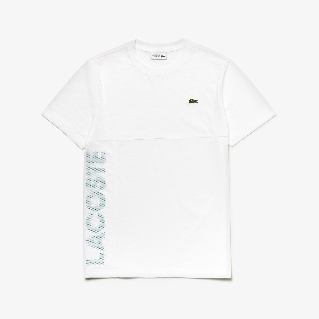 Mens   SPORT Crew Neck Ultra Light T-shirt | Lacoste White / Green • A20