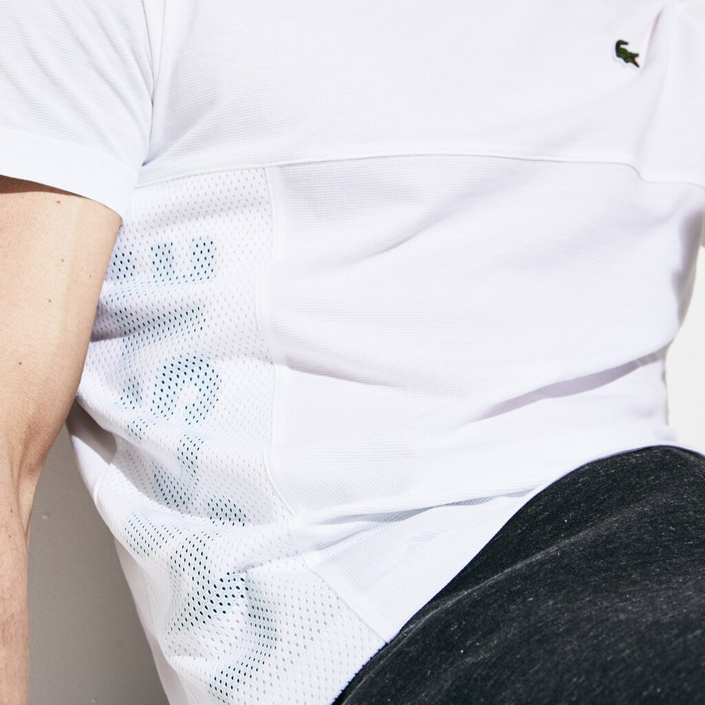 Mens   SPORT Crew Neck Ultra Light T-shirt | Lacoste White / Green • A20