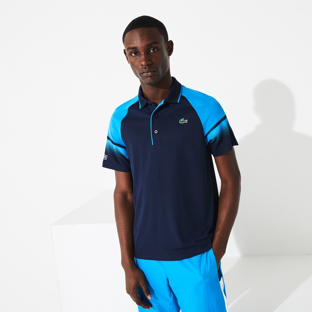 Mens   SPORT Technical Piqué Tennis Polo | Lacoste Navy Blue / Blue / White • 9X4