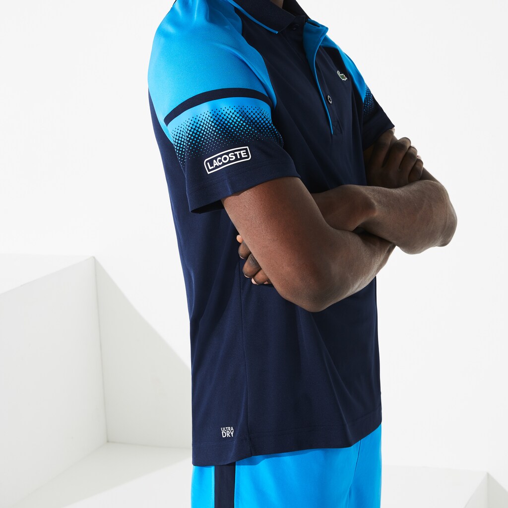 Mens   SPORT Technical Piqué Tennis Polo | Lacoste Navy Blue / Blue / White • 9X4