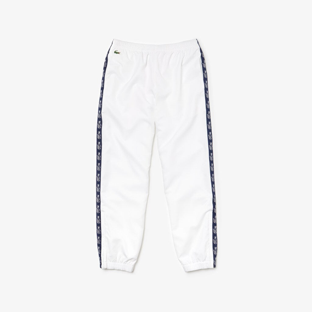 Mens   SPORT Band Tennis Sweatpants | Lacoste White / Navy Blue • 522