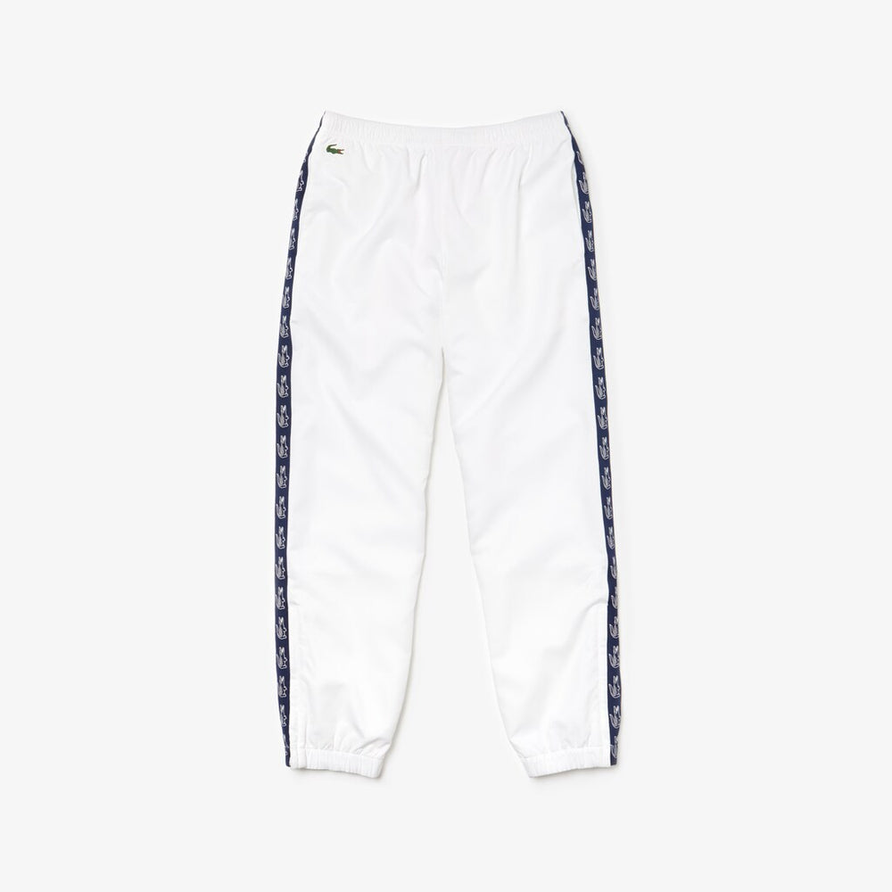 Mens   SPORT Band Tennis Sweatpants | Lacoste White / Navy Blue • 522