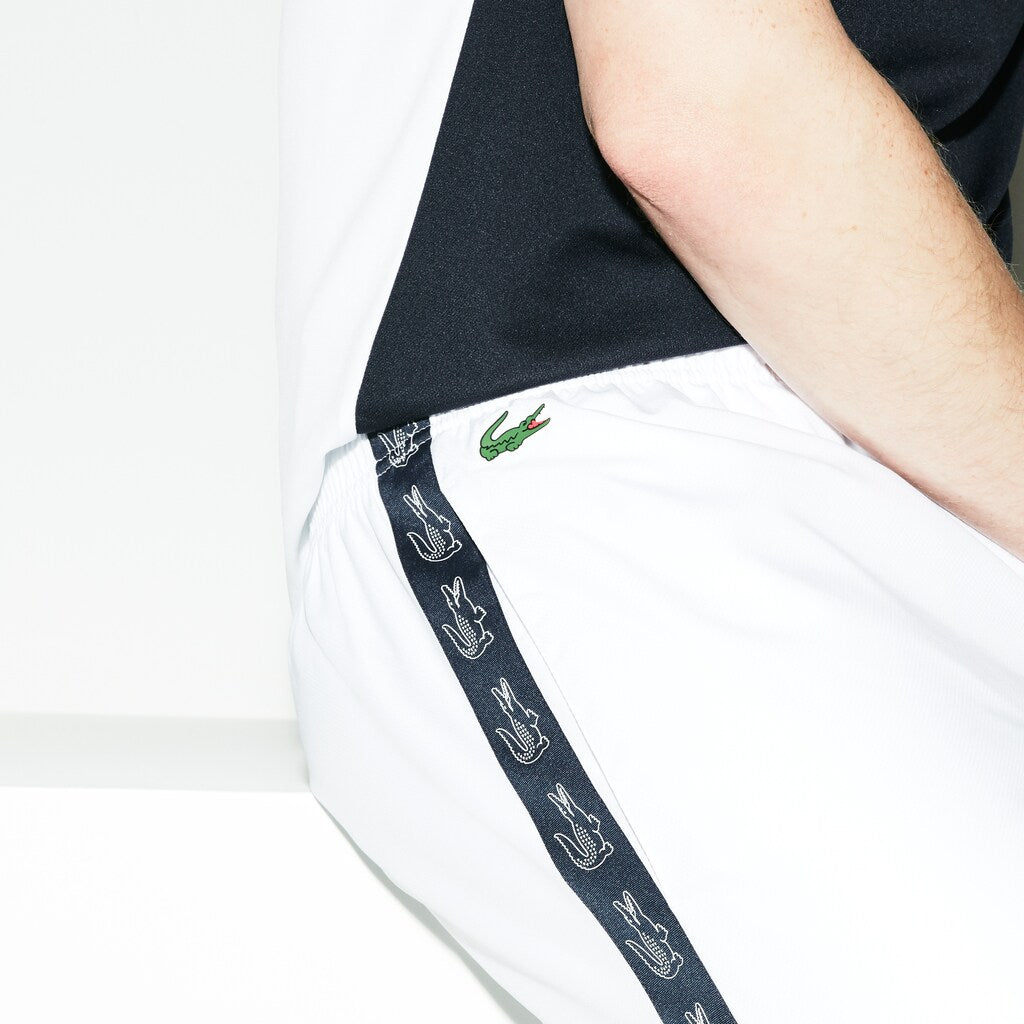 Mens   SPORT Band Tennis Sweatpants | Lacoste White / Navy Blue • 522