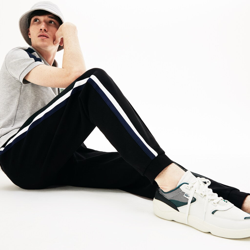 Mens   Striped Accent Fleece Sweatpants | Lacoste Black • 031