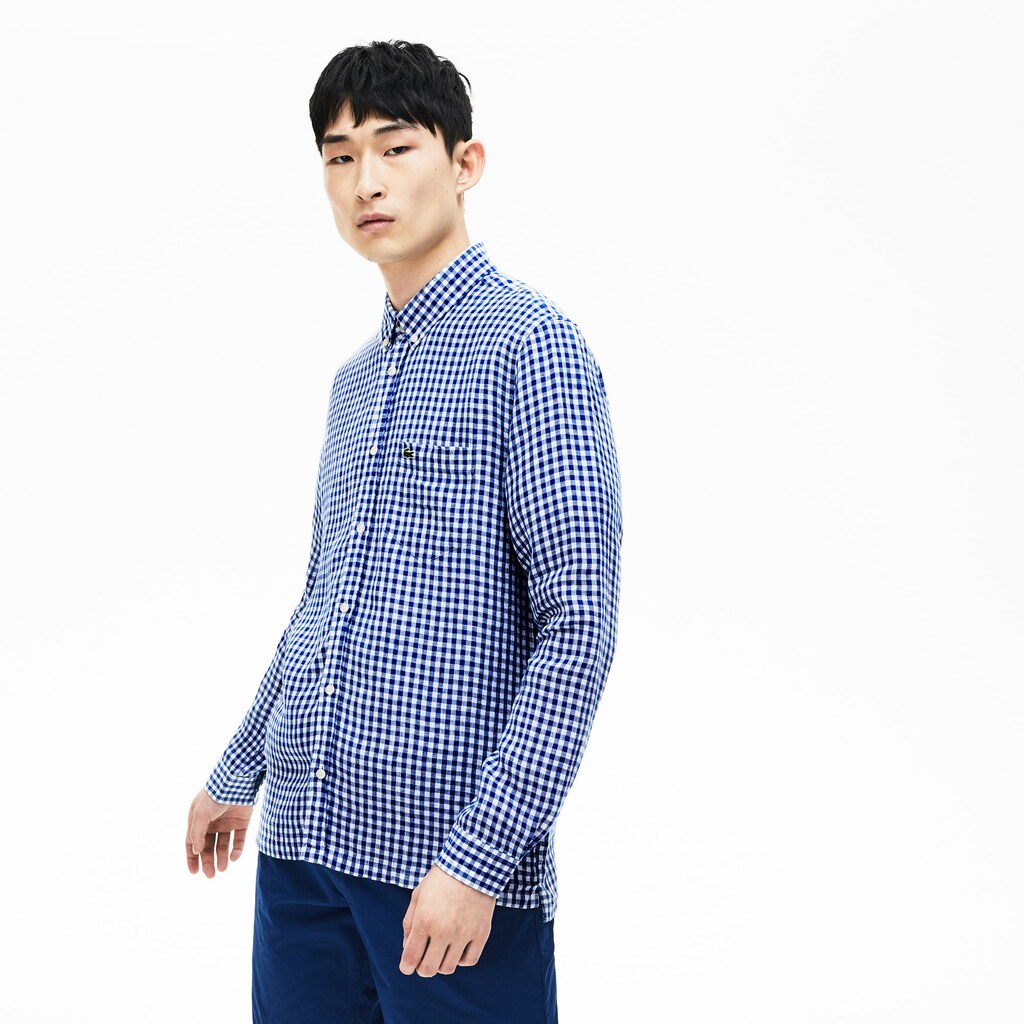Mens   Regular Fit Linen Shirt | Lacoste Navy Blue • X0U