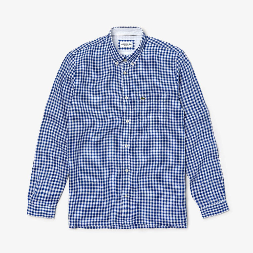 Mens   Regular Fit Linen Shirt | Lacoste Navy Blue • X0U