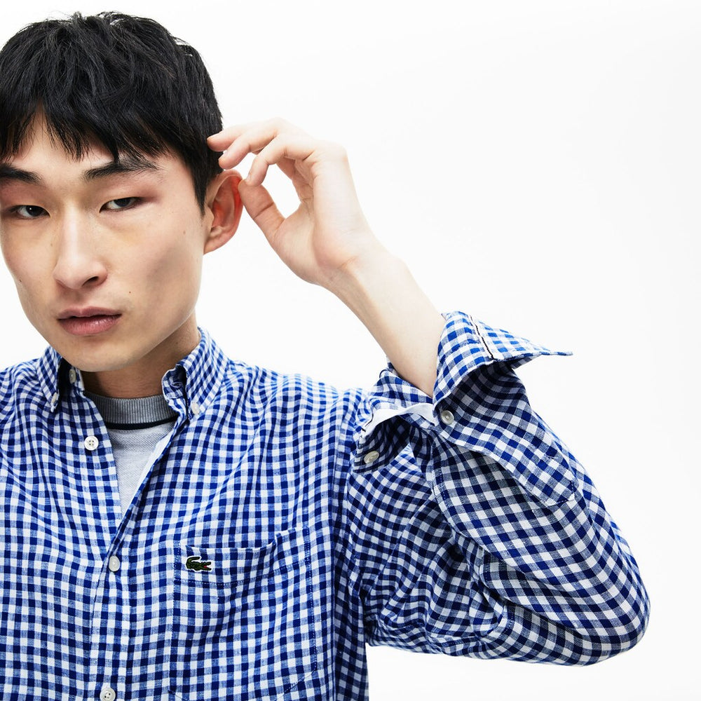 Mens   Regular Fit Linen Shirt | Lacoste Navy Blue • X0U