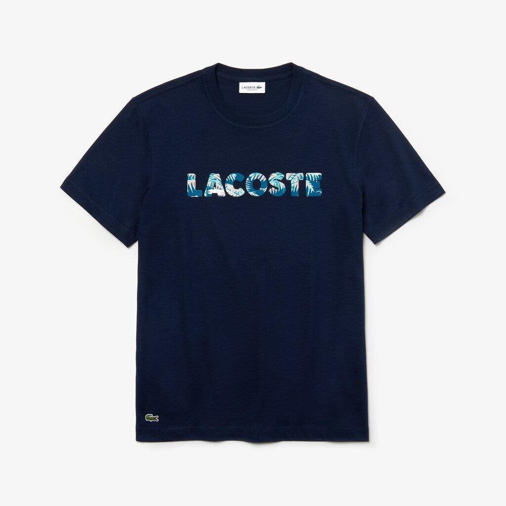 Mens   Crew Neck Soft Cotton T-shirt | Lacoste Navy Blue • 166