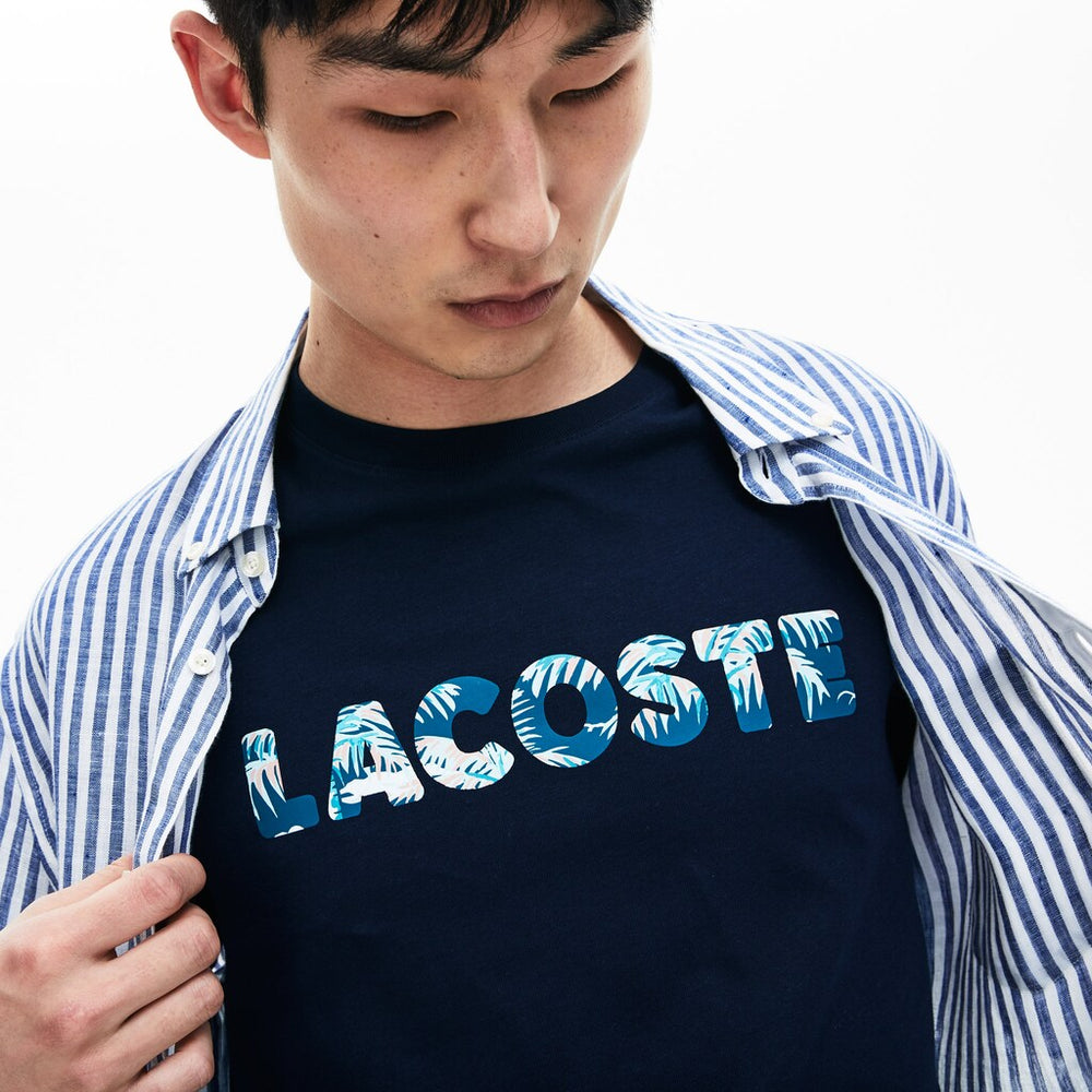 Mens   Crew Neck Soft Cotton T-shirt | Lacoste Navy Blue • 166