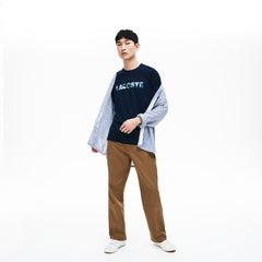 Mens   Crew Neck Soft Cotton T-shirt | Lacoste Navy Blue • 166
