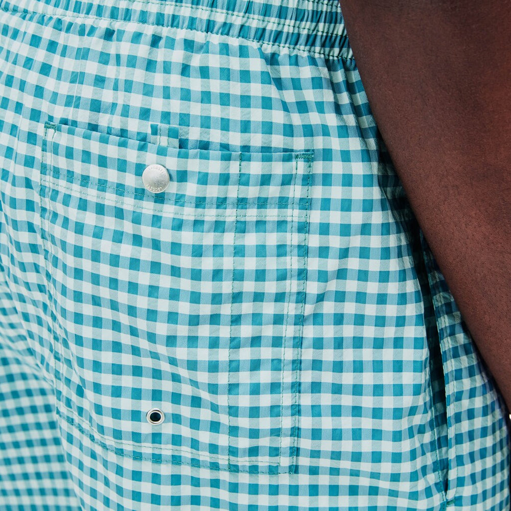 Mens   Striped Seersucker Swim Trunks | Lacoste White / Blue • 7Jq