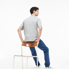 Mens   Crew Neck Cotton T-shirt | Lacoste Grey Chine • Cca