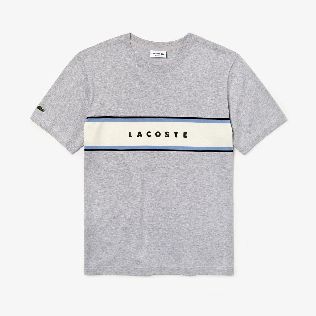 Mens   Crew Neck Cotton T-shirt | Lacoste Grey Chine • Cca