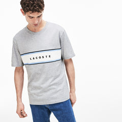 Mens   Crew Neck Cotton T-shirt | Lacoste Grey Chine • Cca