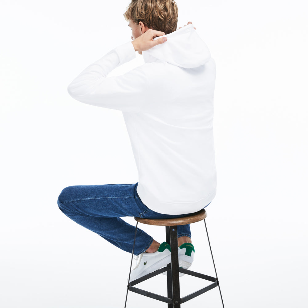 Mens   Hooded Fleece Sweatshirt | Lacoste White • 001