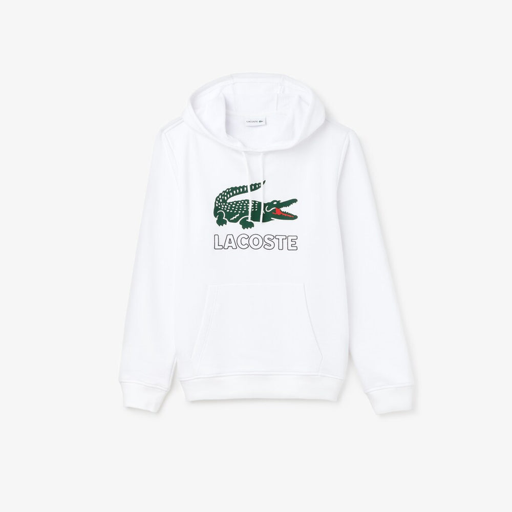 Mens   Hooded Fleece Sweatshirt | Lacoste White • 001