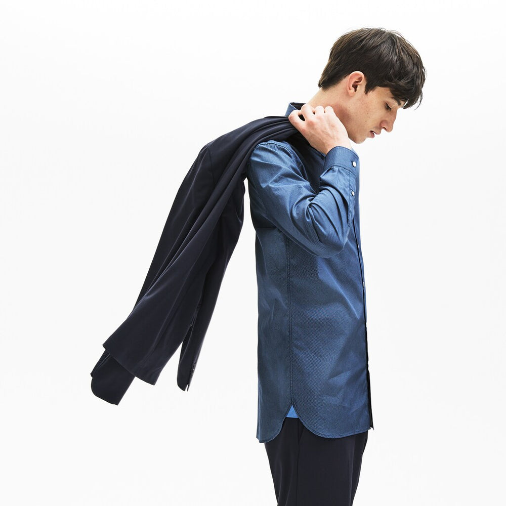 Mens   Slim Fit Cotton Poplin Shirt | Lacoste Navy Blue • 166