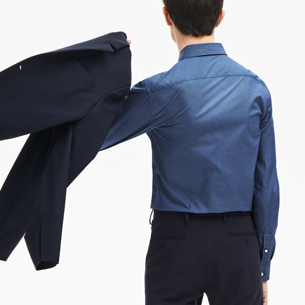 Mens   Slim Fit Cotton Poplin Shirt | Lacoste Navy Blue • 166