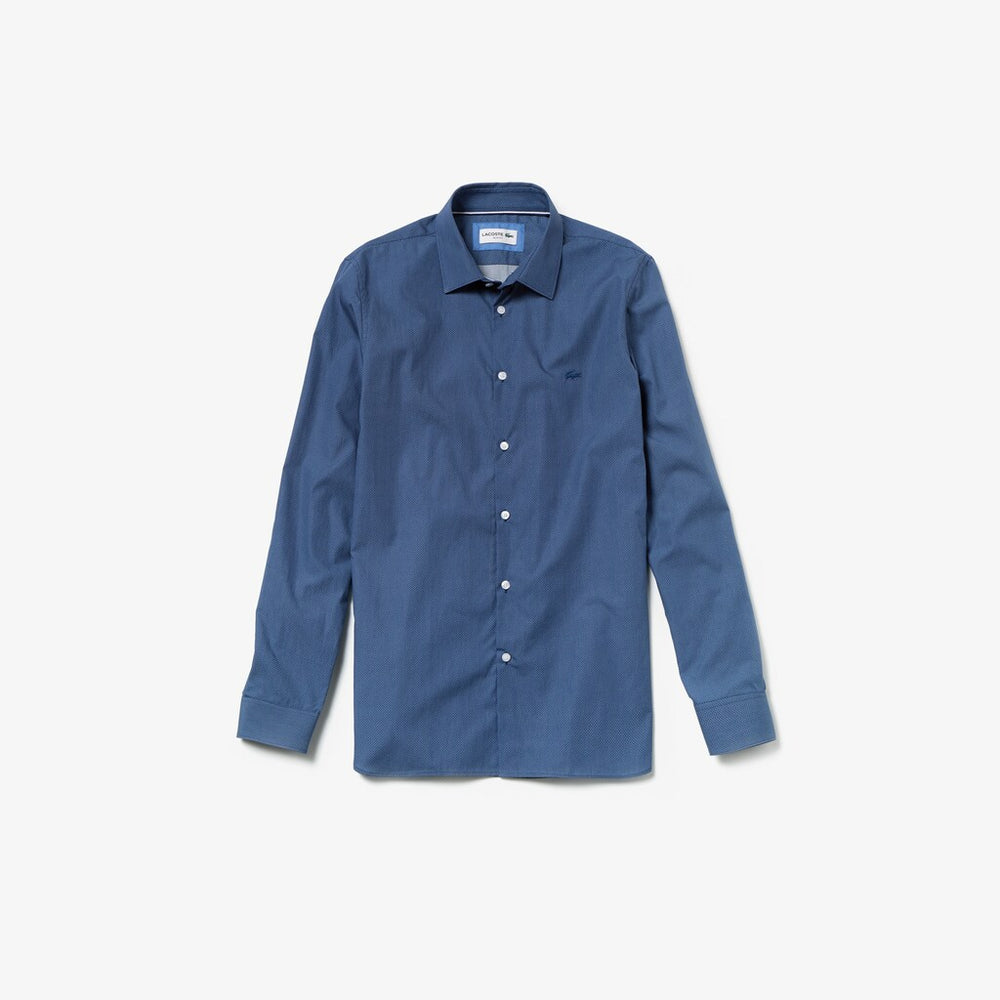 Mens   Slim Fit Cotton Poplin Shirt | Lacoste Navy Blue • 166