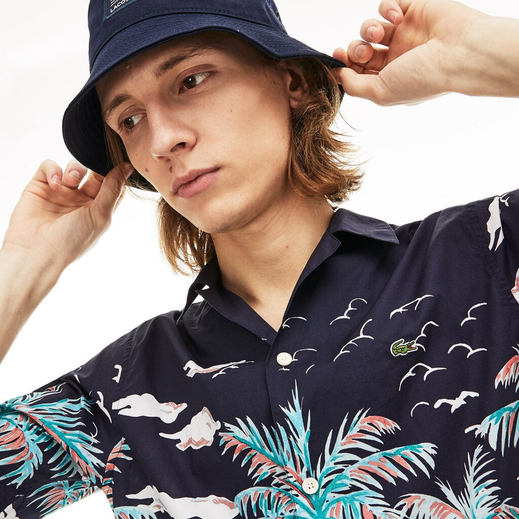 Mens   Regular Fit Cotton Poplin Shirt | Lacoste Navy Blue • 166