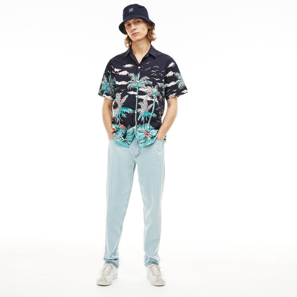 Mens   Regular Fit Cotton Poplin Shirt | Lacoste Navy Blue • 166