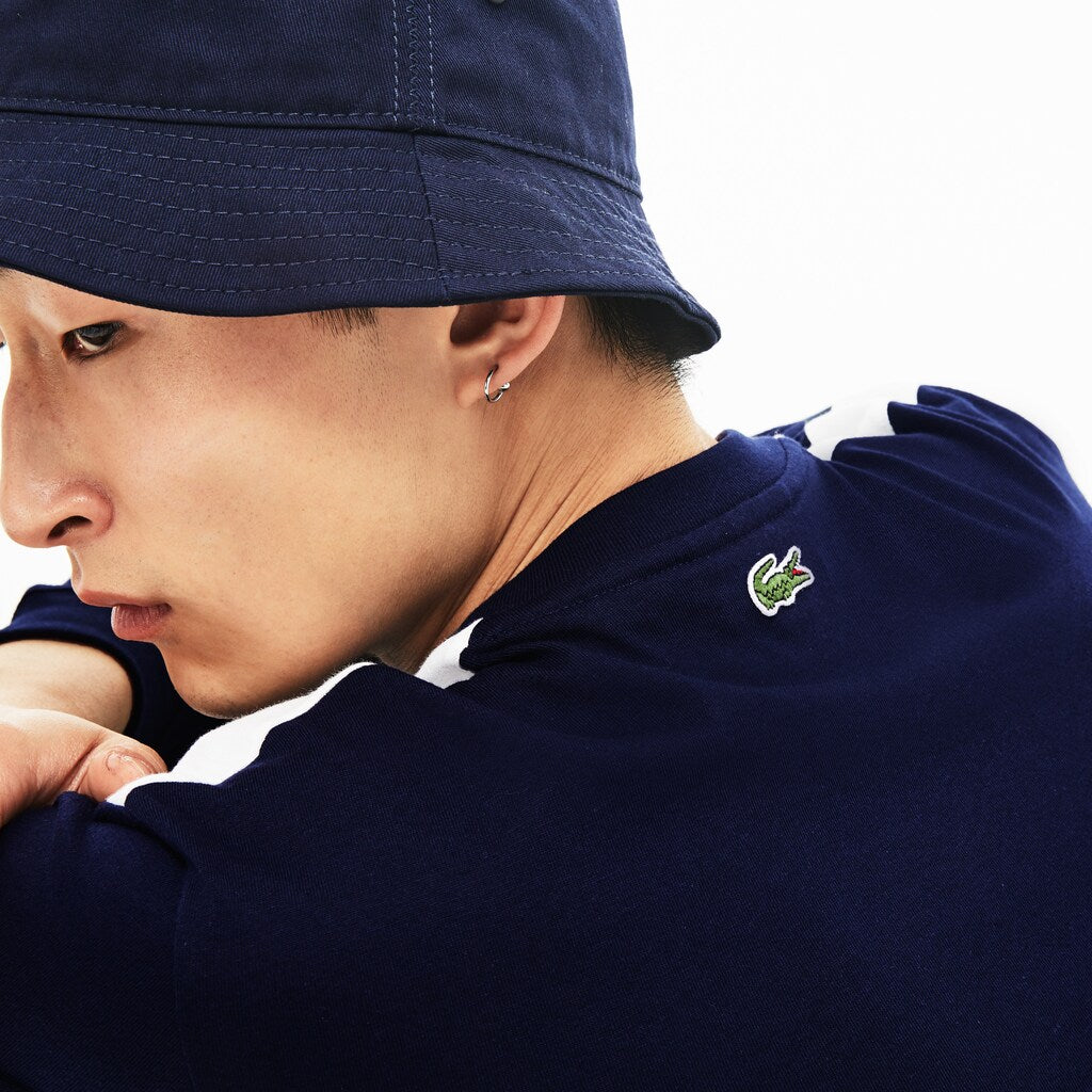 Mens   Crew Neck Cotton T-shirt | Lacoste Navy Blue / White • 525