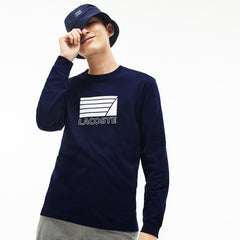 Mens   Crew Neck Cotton T-shirt | Lacoste Navy Blue / White • 525