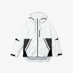 Mens   Lacoste Motion Collapsible Colorblock Windbreaker | Lacoste White / Black • Au8