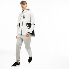 Mens   Lacoste Motion Collapsible Colorblock Windbreaker | Lacoste White / Black • Au8