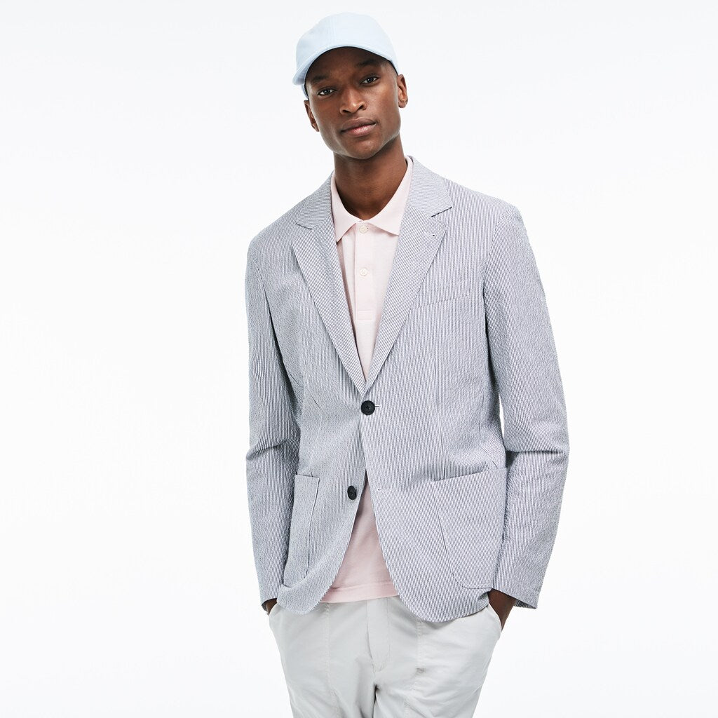 Mens   Slim Fit Stretch Cotton Blazer | Lacoste Navy Blue / White • 525