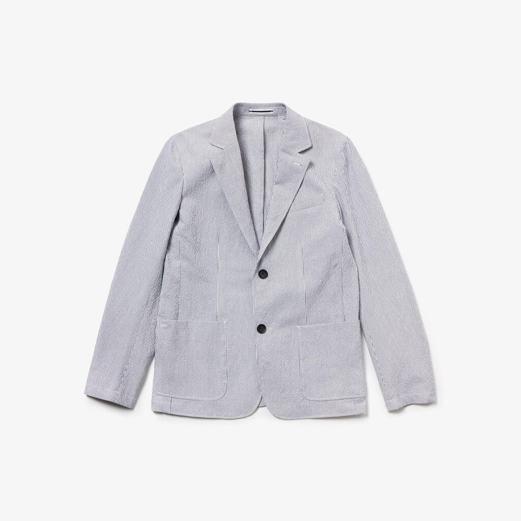 Mens   Slim Fit Stretch Cotton Blazer | Lacoste Navy Blue / White • 525