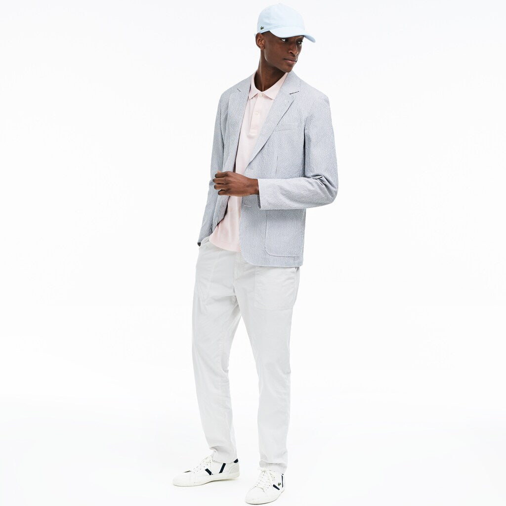 Mens   Slim Fit Stretch Cotton Blazer | Lacoste Navy Blue / White • 525