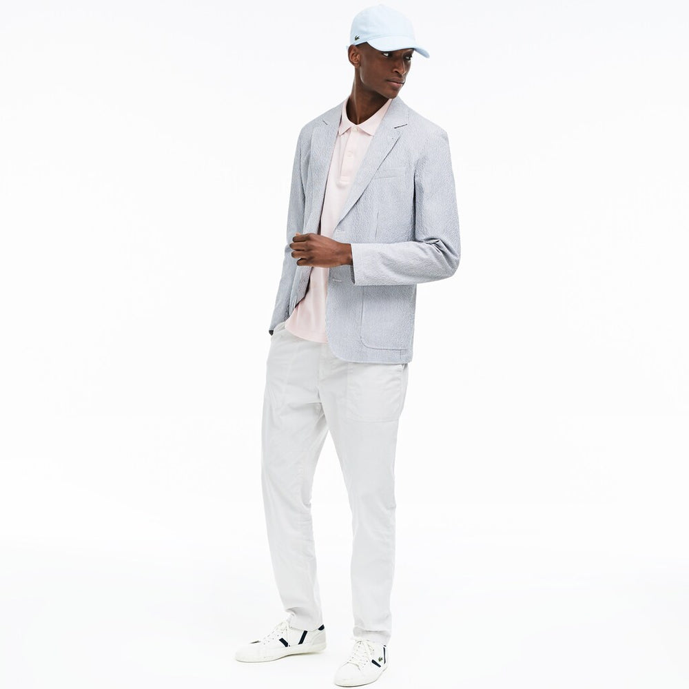 Mens   Slim Fit Stretch Cotton Blazer | Lacoste Navy Blue / White • 525