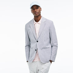 Mens   Slim Fit Stretch Cotton Blazer | Lacoste Navy Blue / White • 525